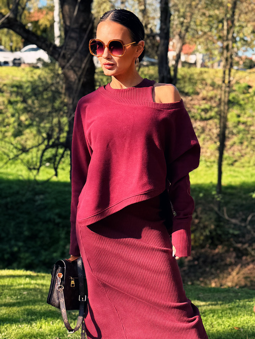 Asymmetric Senti Sweatshirt – Burgundy