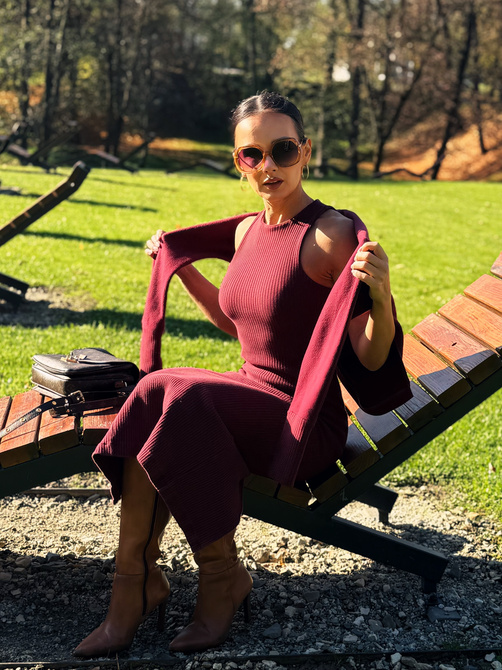 Ribbed Senti Dress – Burgundy