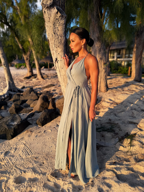 Sunset Breeze Dress – Soft Blue