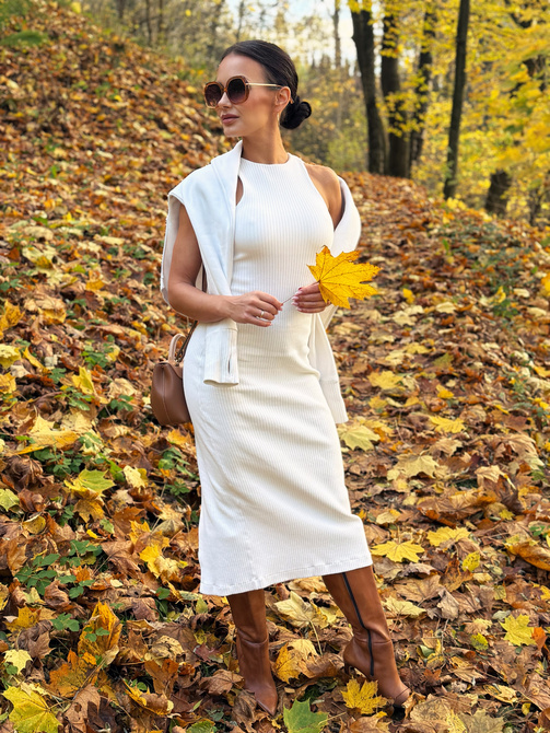 Ribbed Senti Dress – Cream