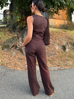 Linen Story Vest – Chocolate