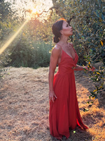 Sunset Breeze – Vibrant Orange Maxi Dress