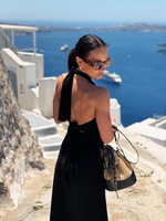 Maja Top – halter top tied at the neck and back, made of linen and viscose, black