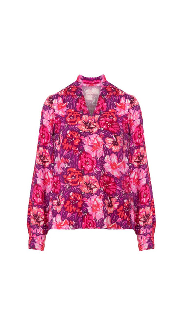 Wiskozowa koszula w kwiatowy motyw z wiązadłem przy szyi