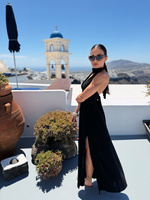 Maja Skirt – maxi skirt with slit in linen and viscose, black
