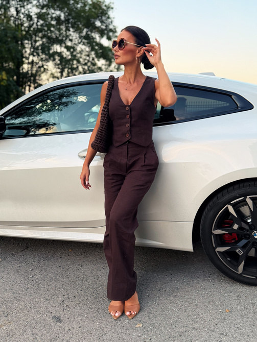 Linen Story Trousers – Chocolate