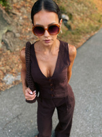 Linen Story Vest – Chocolate