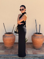 Maja Summer Trousers – linen and viscose trousers with wide legs and side slits, black
