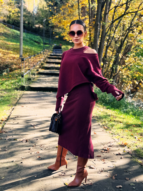 Asymetryczna bluza Senti - bordo