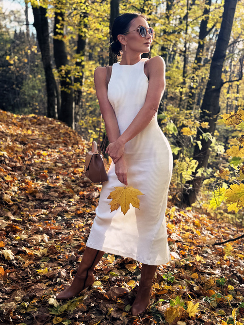 Ribbed Senti Dress – Cream